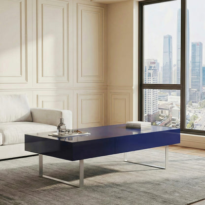 Blue MDF Steel Coffee Table - 52" x 26.8"