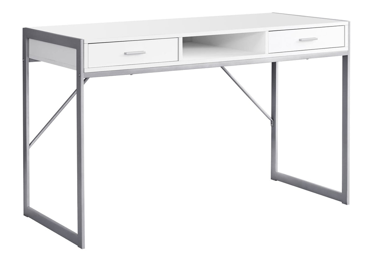 Computer Desk, White MDF Storage Drawers - 48" Workstation