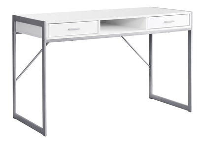 Computer Desk, White MDF Storage Drawers - 48" Workstation