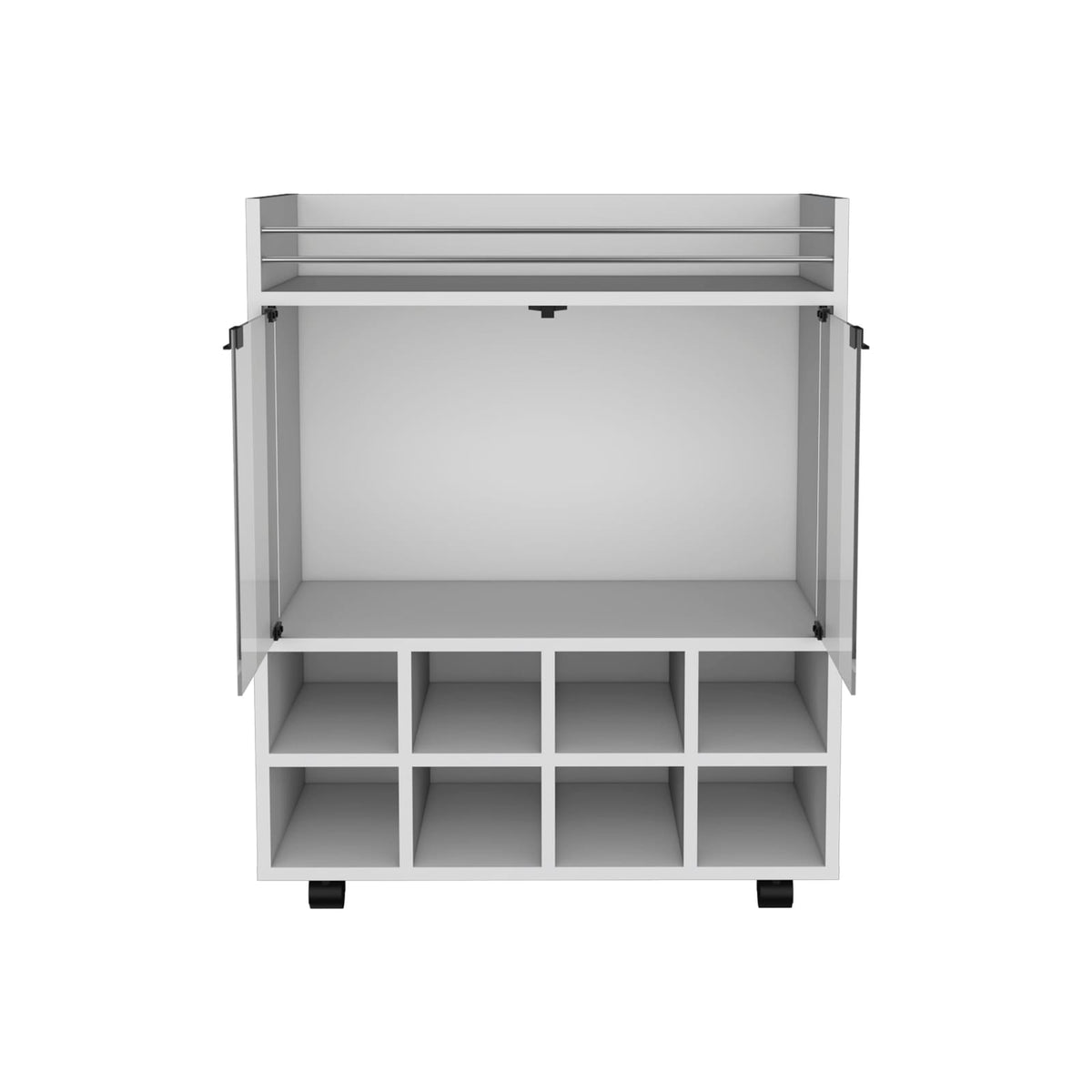 32" White Kitchen Cart with Wine Rack & Storage