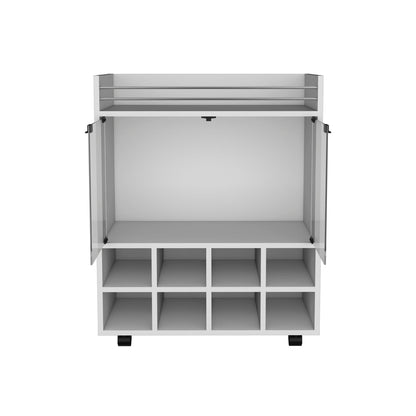 32" White Kitchen Cart with Wine Rack & Storage