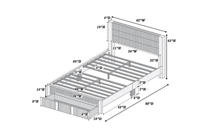 Queen Gray Corduroy Bed Frame - Modern Bedroom Style