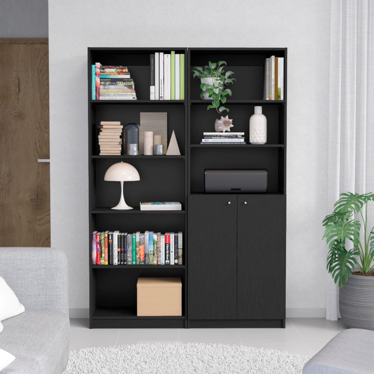 Wenge 2-Piece Living Room Display Shelving Set