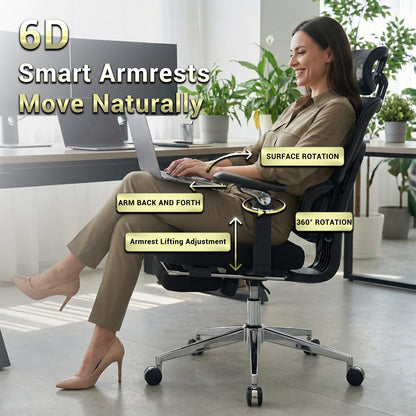 Black Mesh Ergonomic Office Chair - 6D Armrests