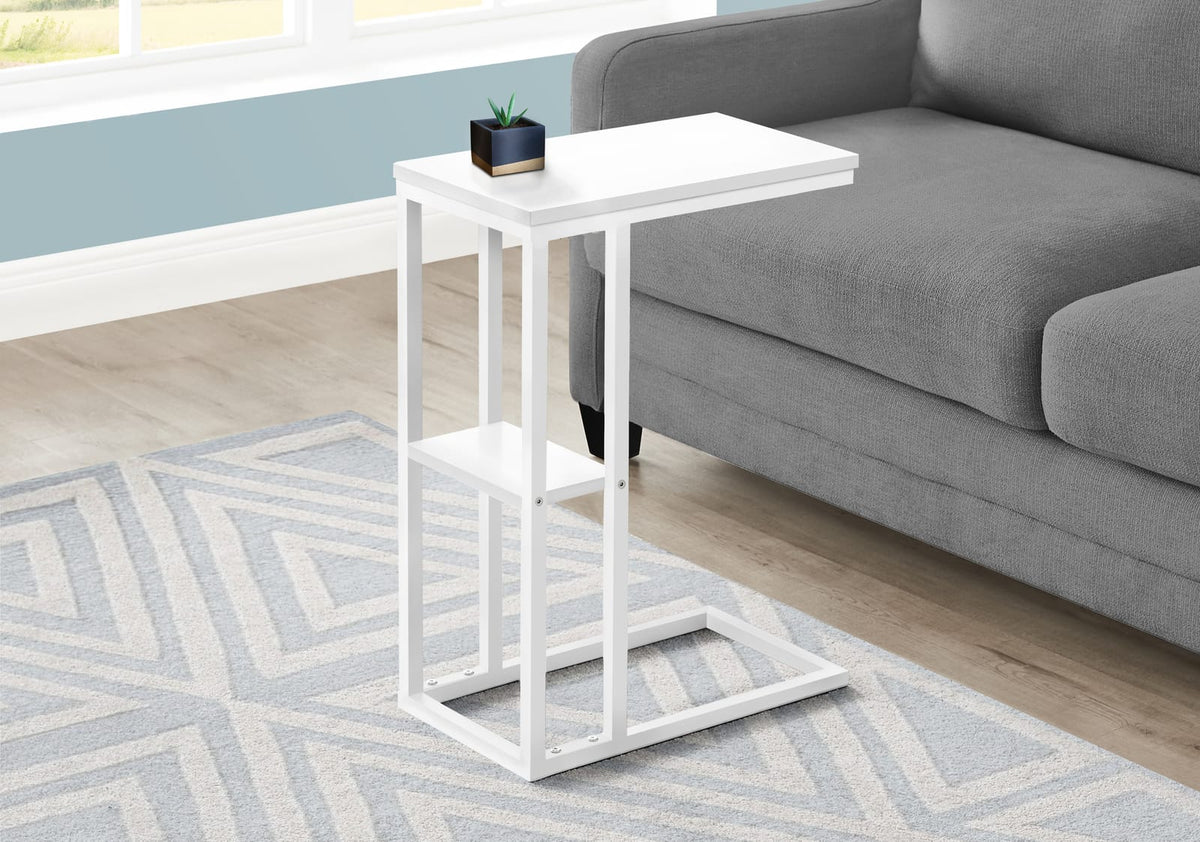 White C-Shaped Accent Table - Bedroom or Living Room