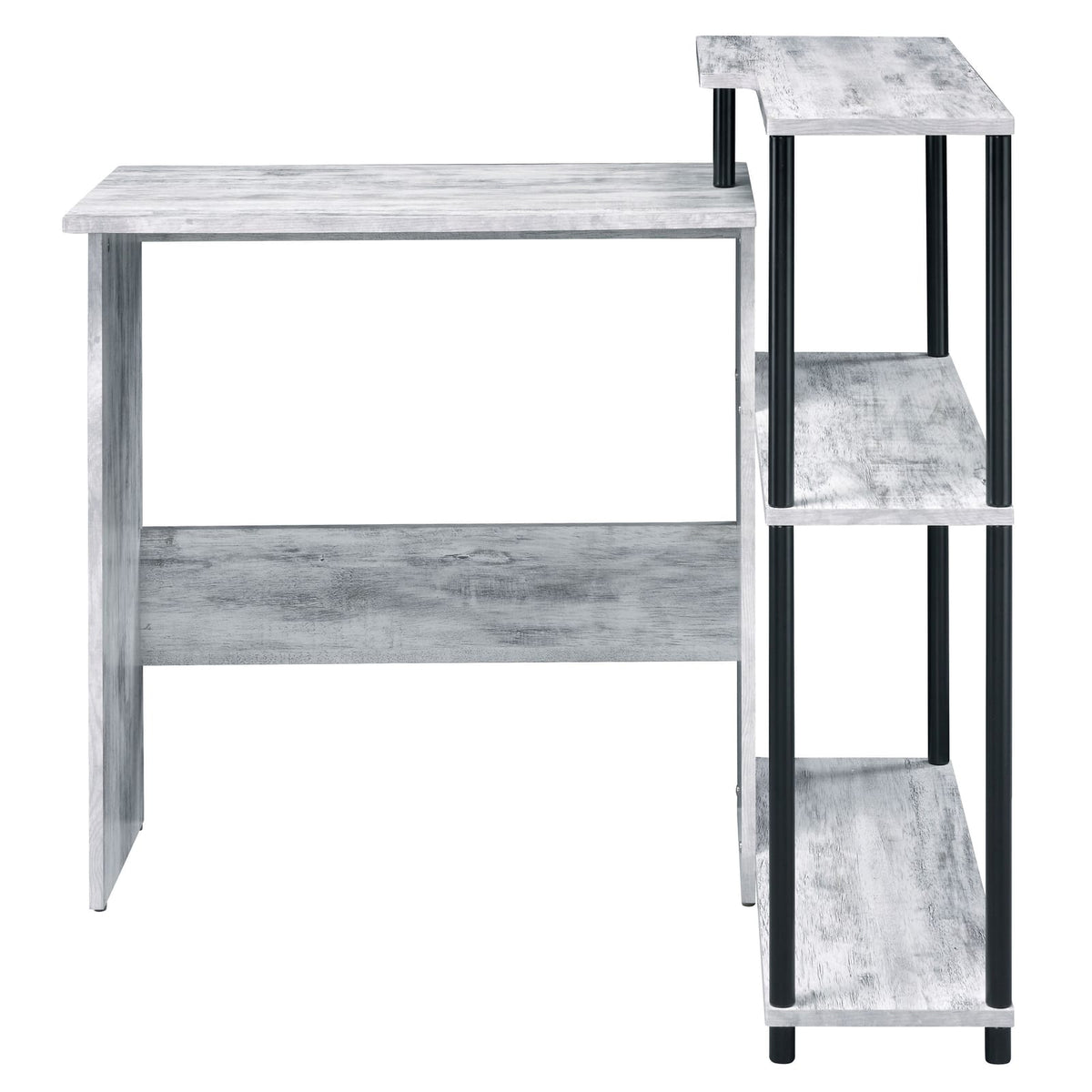 Black Grey Writing Desk with Shelves - Office Desk