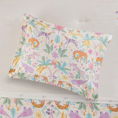 Colorful Floral Reversible Duvet Cover Set - Queen Size