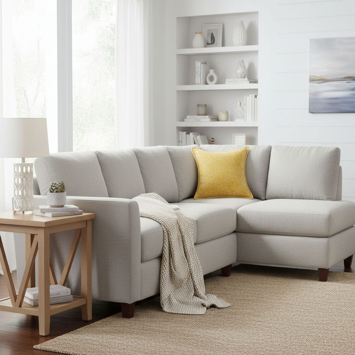 Textured Throw Pillow Set - 2 Yellow Polyester Pillows