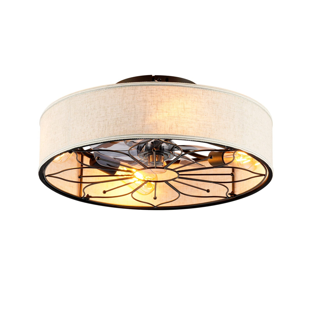 20" Lotus Design Fabric Farmhouse Ceiling Fan with Remote Control