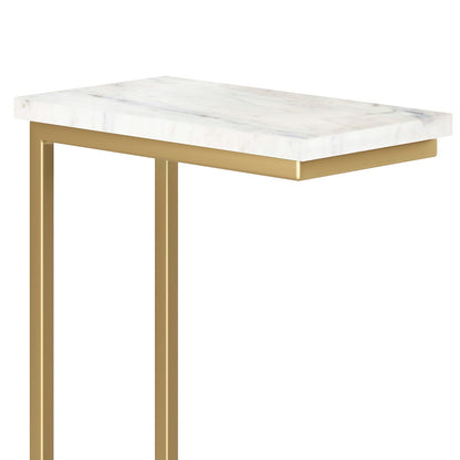 White Marble C Side Table - Compact Laptop Table for Living Room