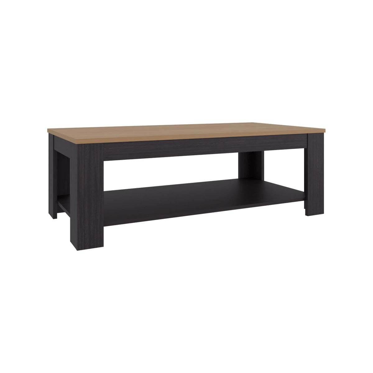 Cecil Coffee Table - Black with Open Storage Shelf | Modern Design