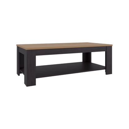 Cecil Coffee Table - Black with Open Storage Shelf | Modern Design