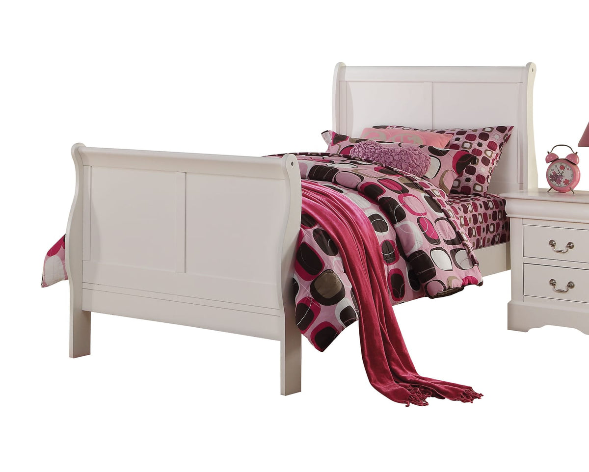 Full White Sleigh Bed Frame - Traditional Style for Bedroom