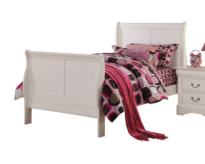 Full White Sleigh Bed Frame - Traditional Style for Bedroom