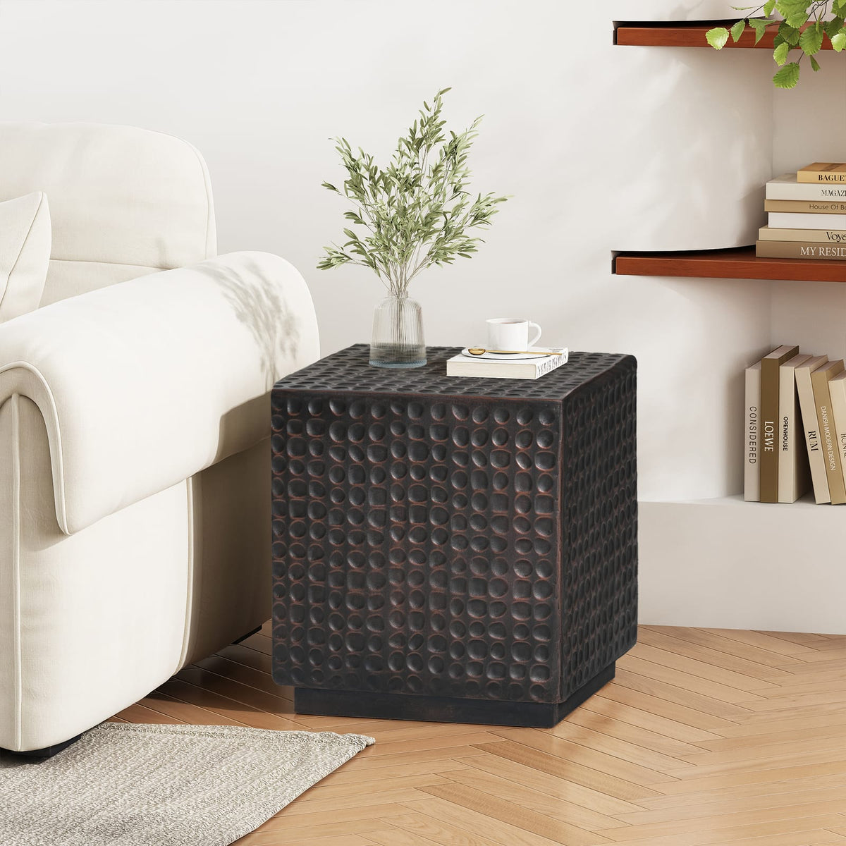 Copper Magnesium Oxide Side Table - 15" Cube Accent Table