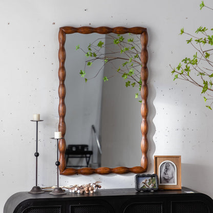 36" Walnut Swirl Wood Frame Mirror - Full Length Wall Mirror