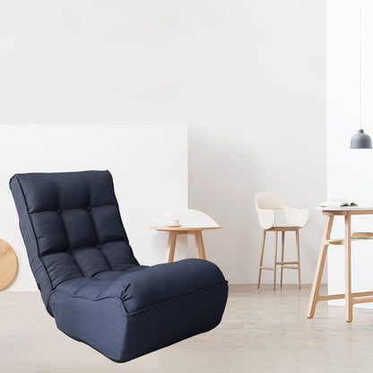 Navy Linen Metal Bean Bag Chair - Adjustable Reclining Sofa for Living Room