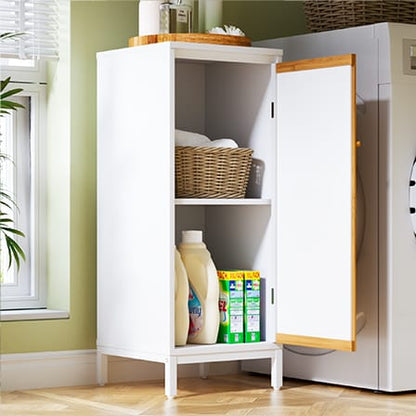 White+Natural Bamboo Side Cabinet - Storage & Style