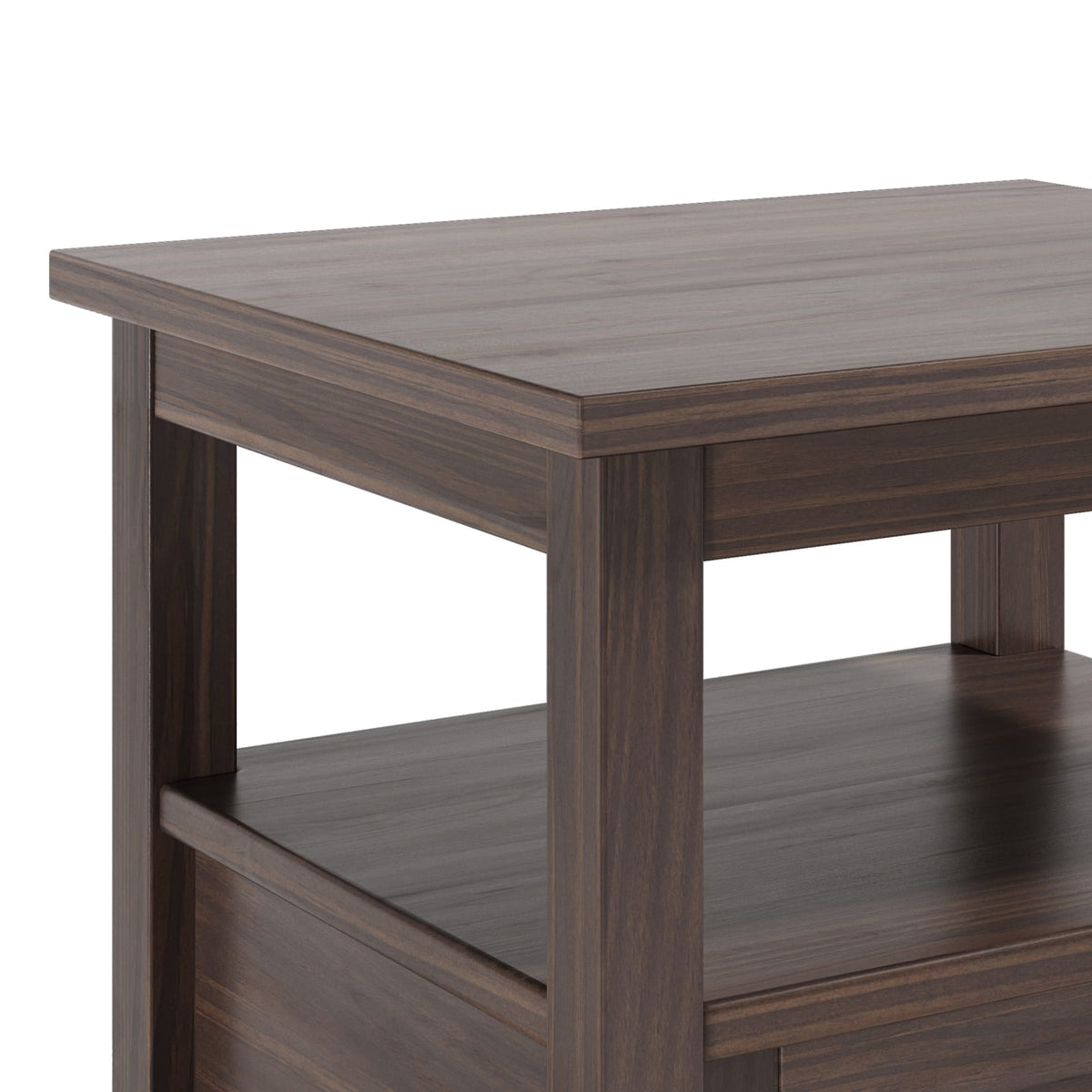 Dark Brown Wood End Table with Storage Drawer for Living Room