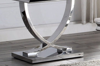 Chrome Faux Marble End Table - Modern Glam Style