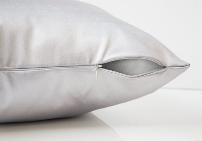 Set of 2 Silver Square Throw Pillows - 18x18 Inches
