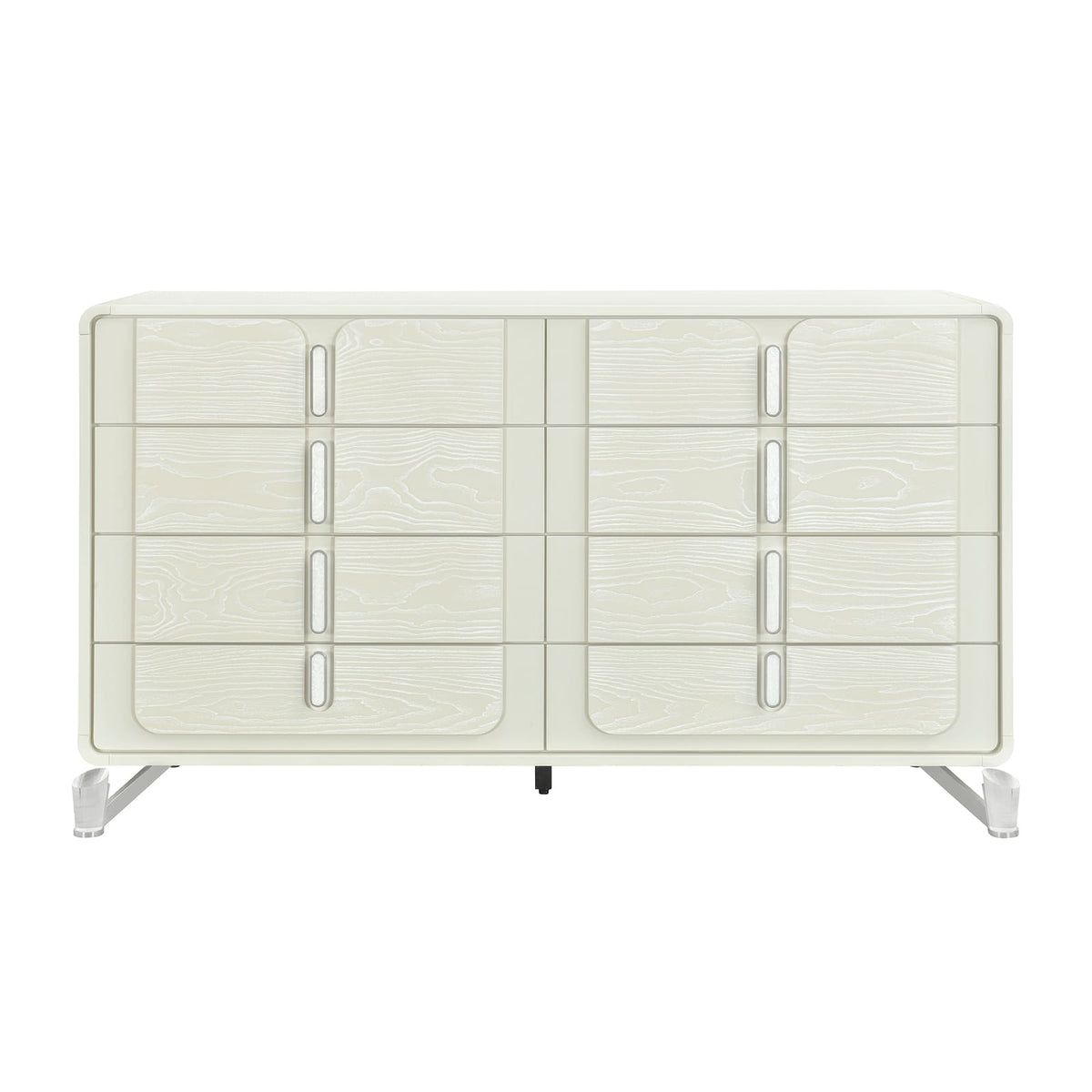 63" Beige Rubberwood Bedroom Dresser - Modern Style
