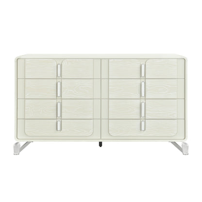 63" Beige Rubberwood Bedroom Dresser - Modern Style