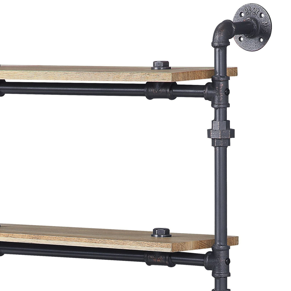 5-Tier Oak Metal Wall Shelves - Natural Black for Living Room