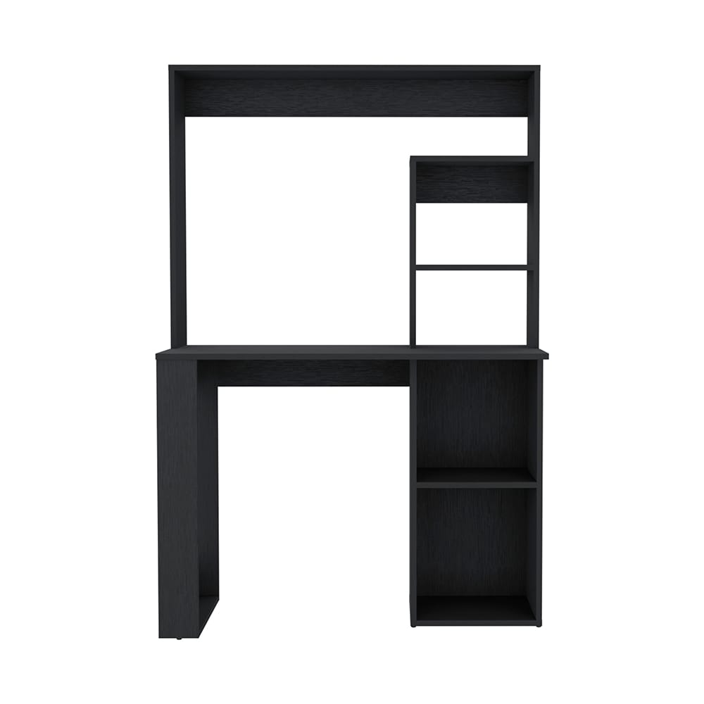 Black Computer Desk With Hutch & Shelves - Office Desk