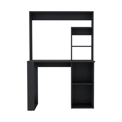 Black Computer Desk With Hutch & Shelves - Office Desk