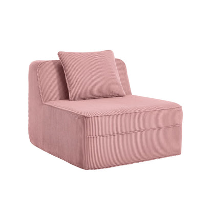 Pink Corduroy Martha Armless Sofa - Plush Comfort