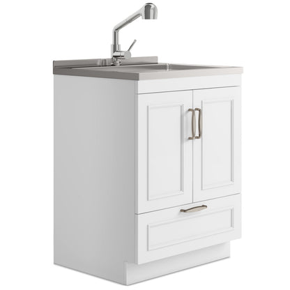 Cardinal 28" Laundry Cabinet - White with Sink & Faucet for Bathroom