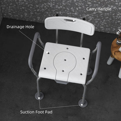3-in-1 Shower Chair - Bedside Commode & Raised Toilet Seat, White for Living Room