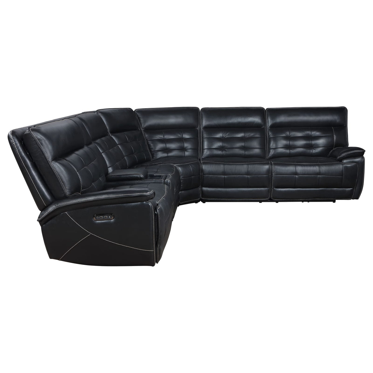 Black Curved Sectional Sofa - 118.5" Reclining for Living Room
