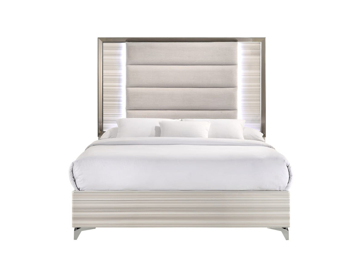 Queen White Bed Frame with Storage for Bedrooms