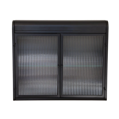 Antique Black 2-Door Wall Mounted Bathroom Cabinet with Glass Doors