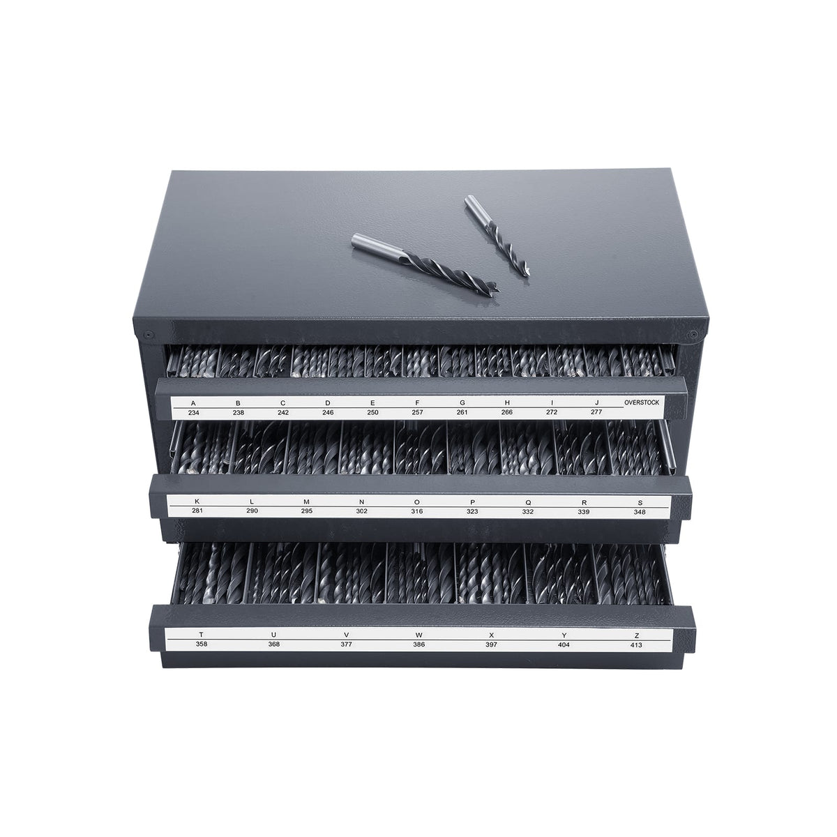Drill Bit Dispenser Cabinet - 3 Drawers, Steel Organizer for A to Z Drill Bits