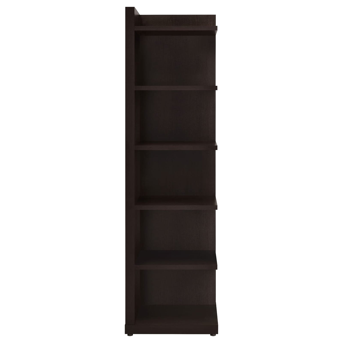 Cappuccino 6-Tier Corner Bookcase - Brown Wood Shelving