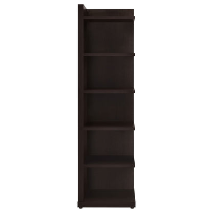 Cappuccino 6-Tier Corner Bookcase - Brown Wood Shelving