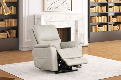 Contemporary Light Gray Lift Chair - Saddle Arms Wired Controller