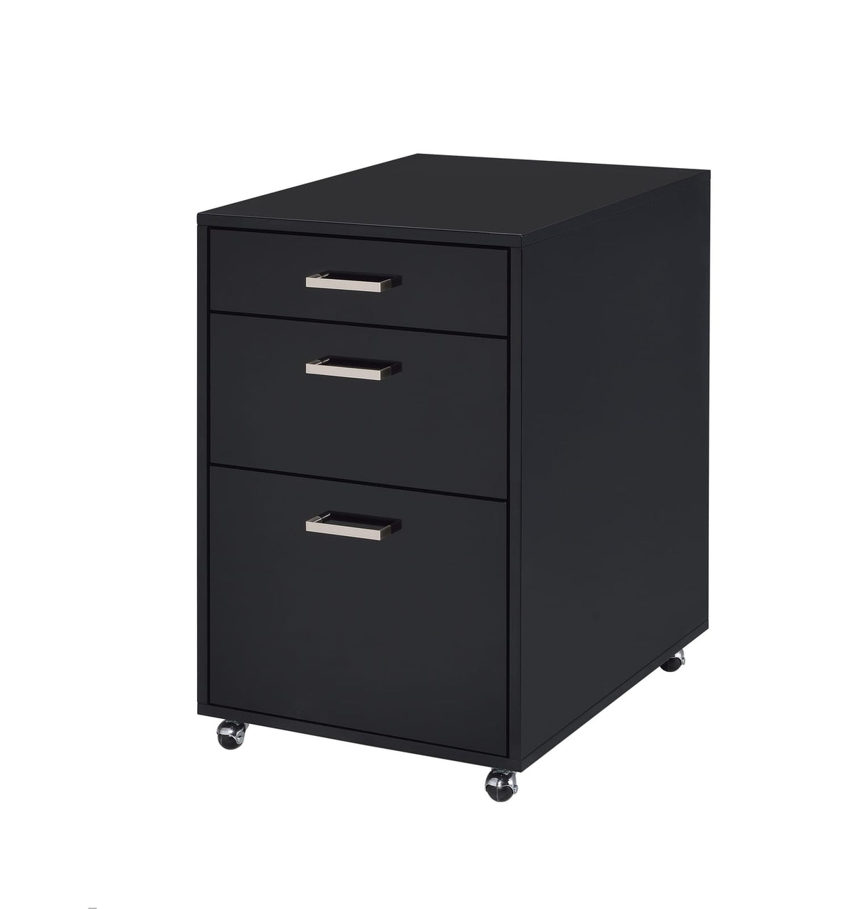 Black Synthetic Wood File Cabinet with 3 Drawers for Home Office
