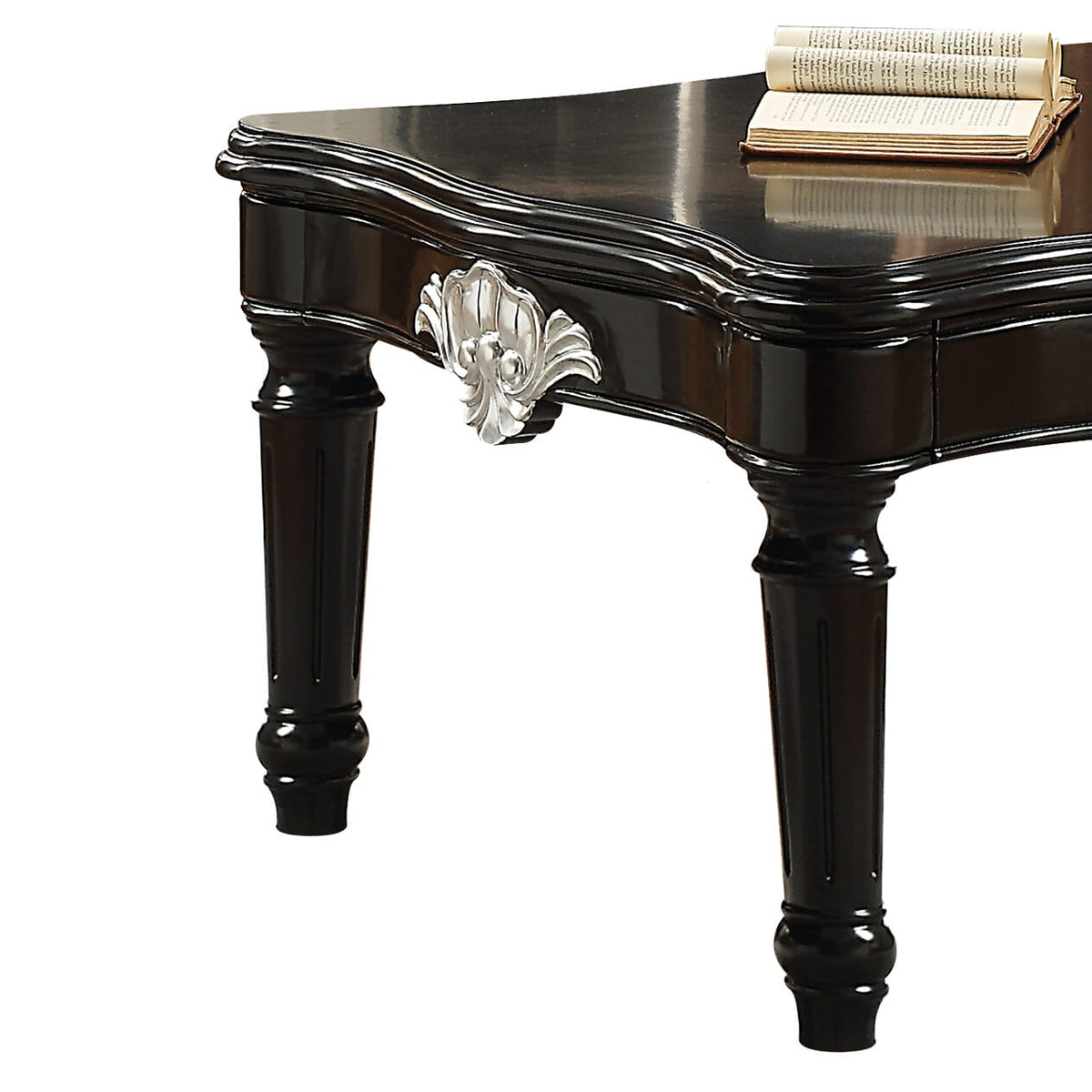 Black Rectangular Coffee Table - 55" x 31" Solid Wood