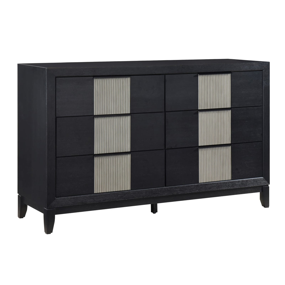 Contemporary 6-Drawer Dresser - Charcoal Gray Solid Wood