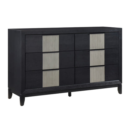 Contemporary 6-Drawer Dresser - Charcoal Gray Solid Wood