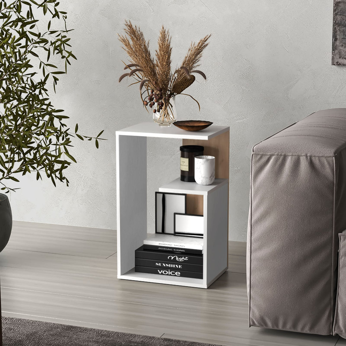Multicolor MDF Side Table with Storage for Modern Living Room