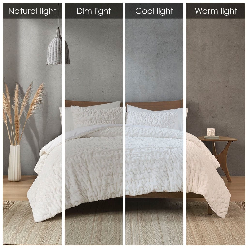 Ivory Queen Faux Fur Down Alternative Comforter Set