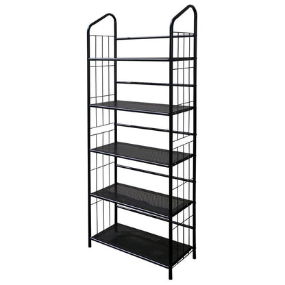 64" Tall Black Corner Bookcase - Metal Shelving Unit