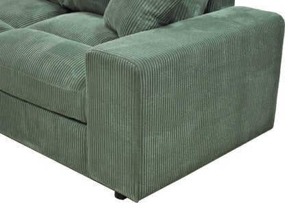 Dark Green Corduroy Sectional - 6 Seat with Ottomans for Living Room