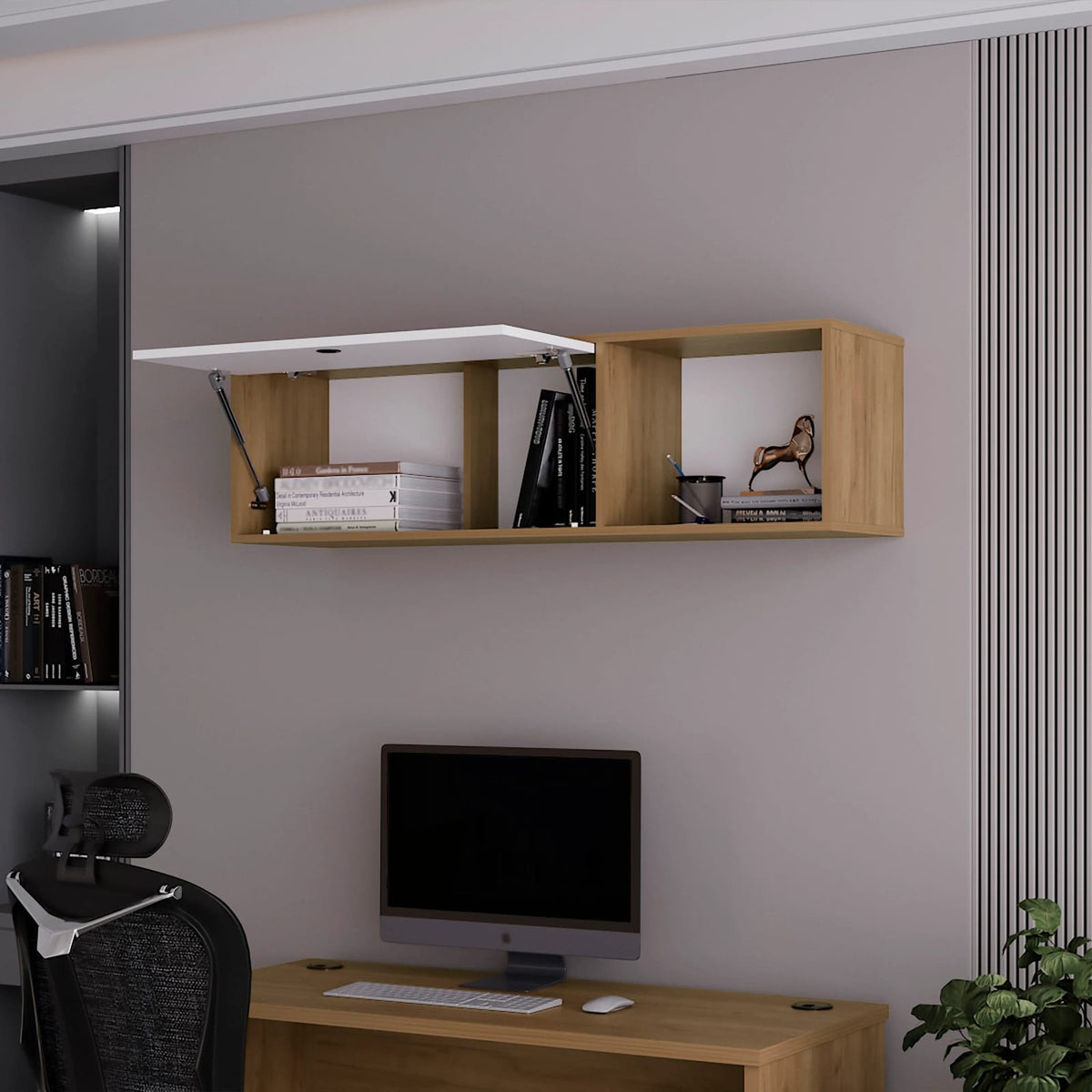 White Natural Oak Wall Mounted Cabinet