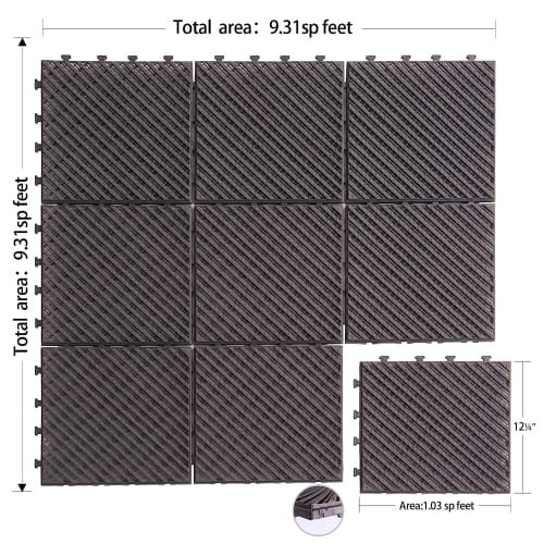 Dark Brown Patio Interlocking Deck Tiles - 12x12 Square Flooring